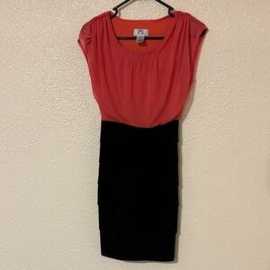 Stylish Coral and Black Dress